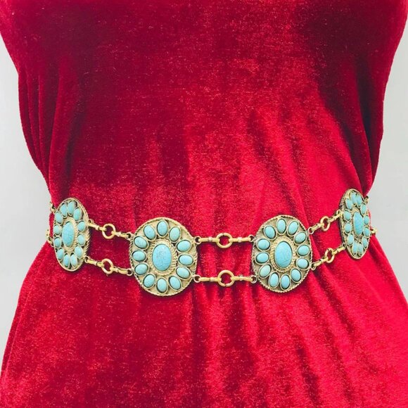 Tribal Turquoise Belly Chain: Handmade Kuchi Dance Belt main image 9
